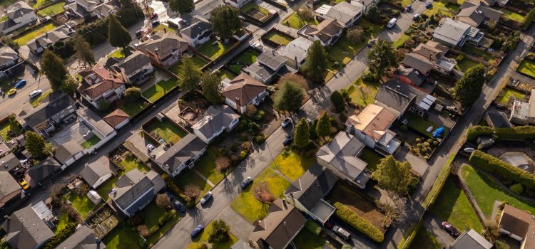 Aerial View of Suburban Homes in BC, Canada Showcasing Residential Neighborhoods