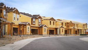 Row of single homes under construction