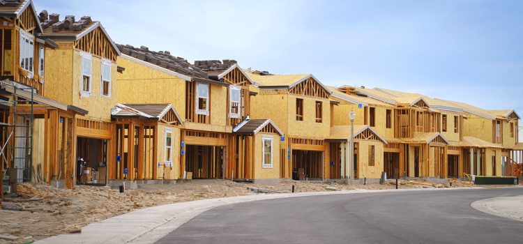 Row of single homes under construction